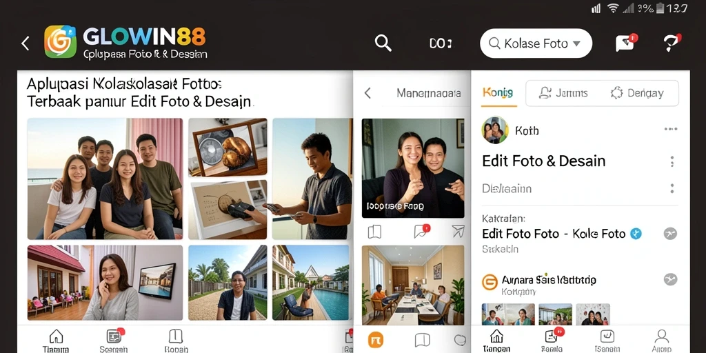 Antarmuka GLOWIN88 yang menawan untuk membuat kolase foto yang kreatif.