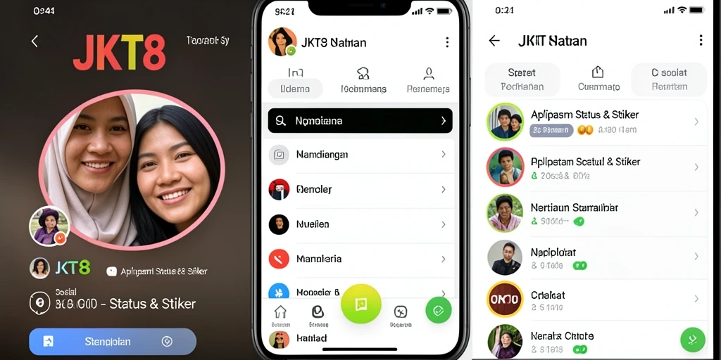 Screenshot antarmuka JKT8 dengan koleksi stiker yang menarik.