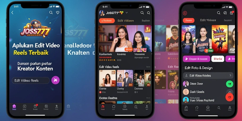 Tampilan antarmuka JOSS777 yang sederhana dan intuitif untuk Edit Video Reels.