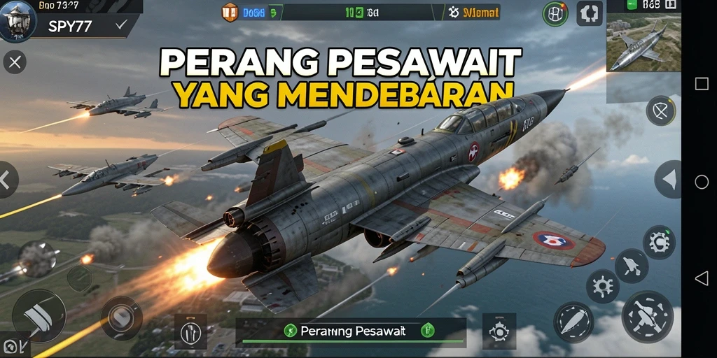 Tampilan antarmuka dan fungsi game Perang Pesawat yang menarik.