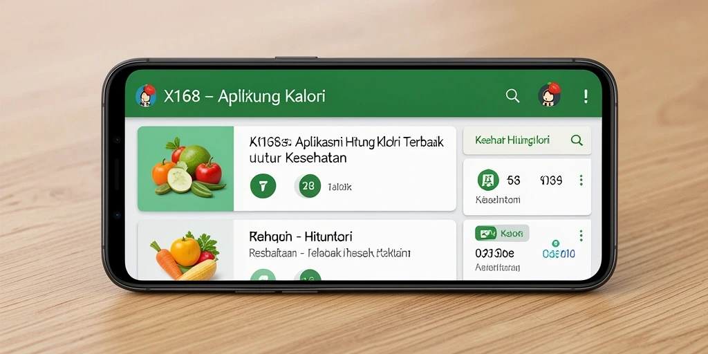 Screenshot utama X168 menampilkan antarmuka pengguna yang menarik dan fungsionalitas hitung kalori.